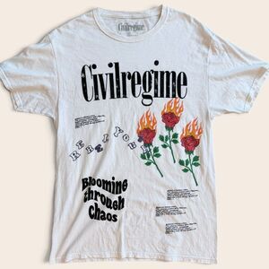 Civil regime Graphic Tee M Burning Roses Chaos Streetwear Grunge Y2K